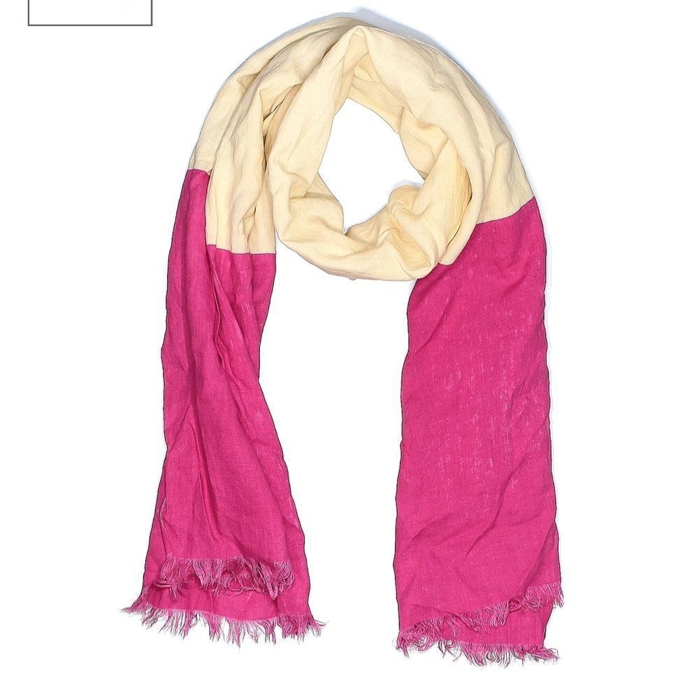 Kate Spade Linen Large Color Block Scarf/Shawl cream and pink